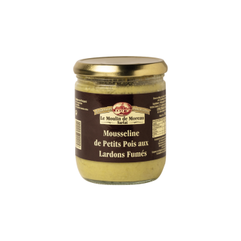 Mousseline de petits pois aux lardons fumés 380g (2)