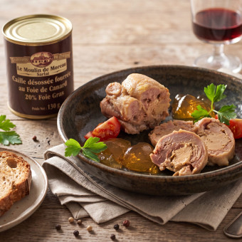Caille désossée et fourrée au foie de canard (20% foie gras) 130g