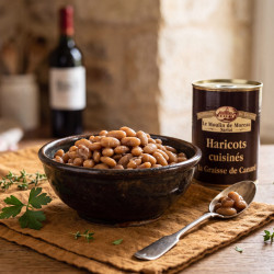 Haricots lingots cuisinés à la graisse de canard