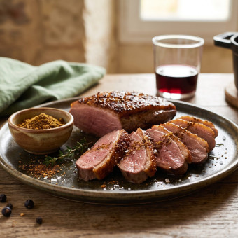 Magret de canard mariné aux épices