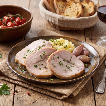Rôti de porc confit en marmite