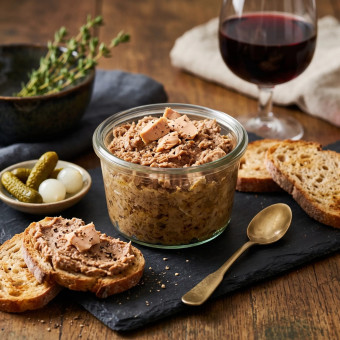 Rillettes de canard au foie de canard (20 % foie gras)