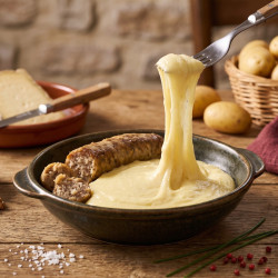 Aligot et sa saucisse aux tripoux