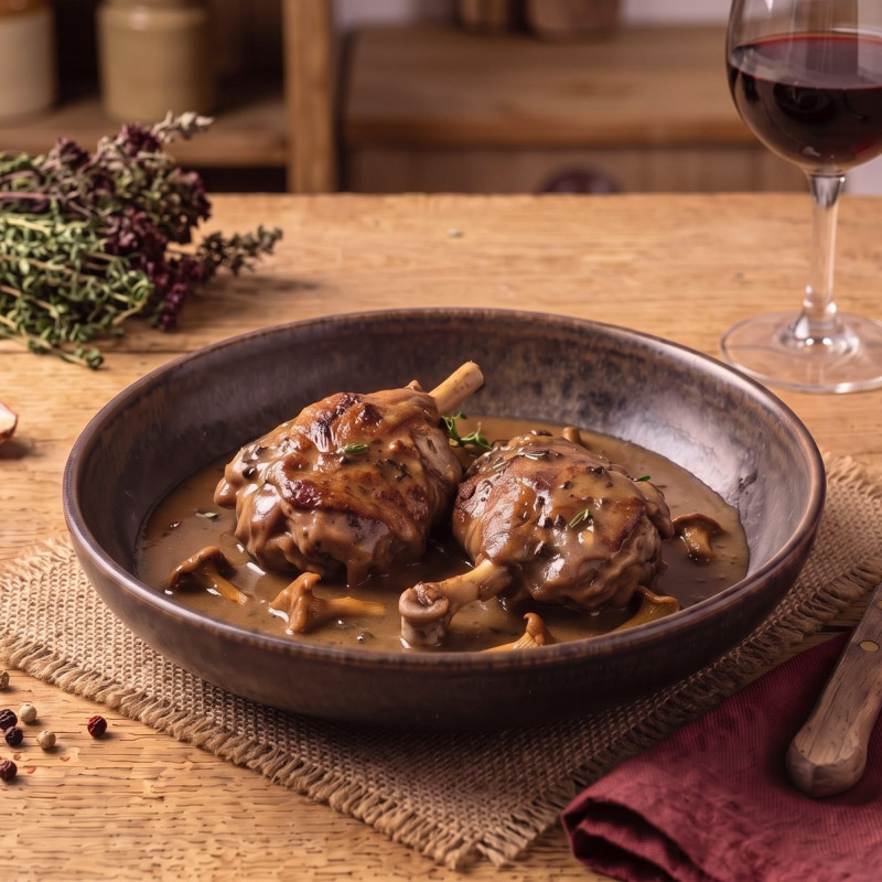 Canard sauce aux girolles et foie gras