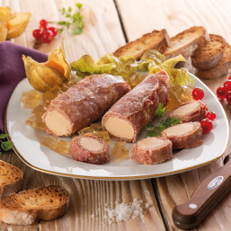 Flûteaux de Jambon au Foie de Canard et gelée au Monbazillac (30% de Foie Gras)