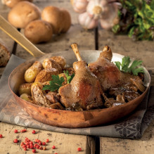 Lot de 3 cuisses de canard cuites dans la graisse de canard sur lit de cèpes 380G