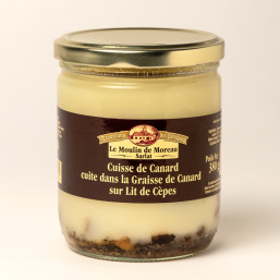 Lot de 3 cuisses de canard cuites dans la graisse de canard sur lit de cèpes 380G