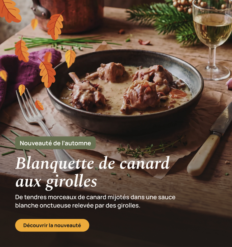 Nouveauté : blanquette de canard aux girolles